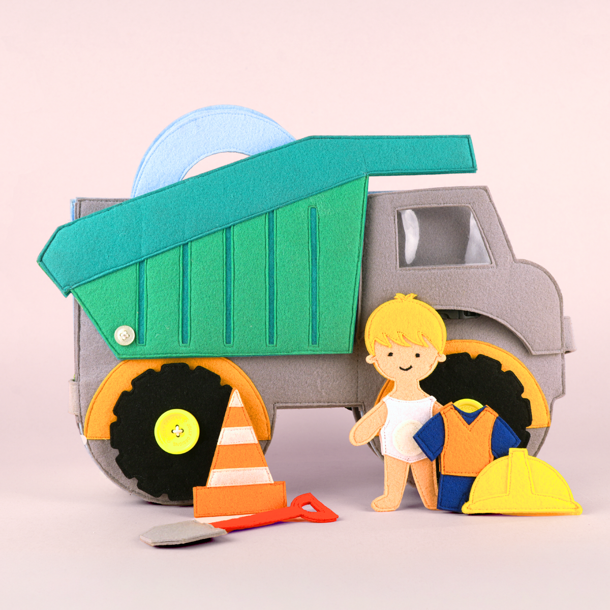 Kipplaster – Baustelle aus Filz zum Aufklappen ab 2 Jahren