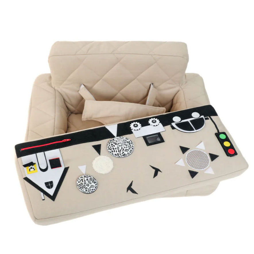 Fauteuil d’activité carré Fauteuil d’activité Ecki beige avec superposition contrastée